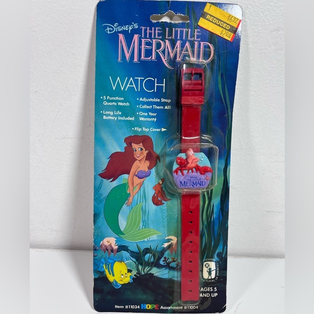 Vintage‎ 1989 DISNEY THE LITTLE MERMAID SEBASTIAN WATCH In Original Package